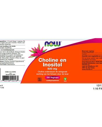 NOW Choline en Inositol 500 mg (100 vegicaps)