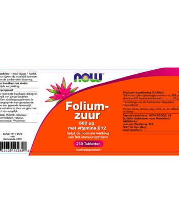 NOW Foliumzuur 800 µg (250 tabletten)