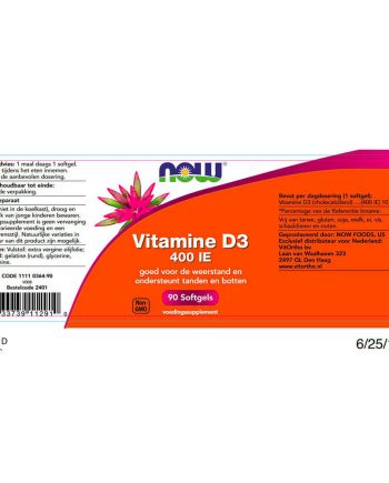 NOW Vitamine D3 400 IE (90 softgels)