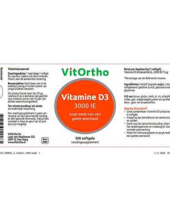 VitOrtho Vitamine D3 3000 IE (300 softgels)