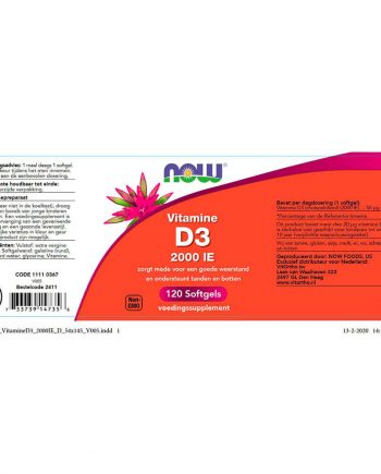 NOW Vitamine D3 2000 IE (120 softgels)