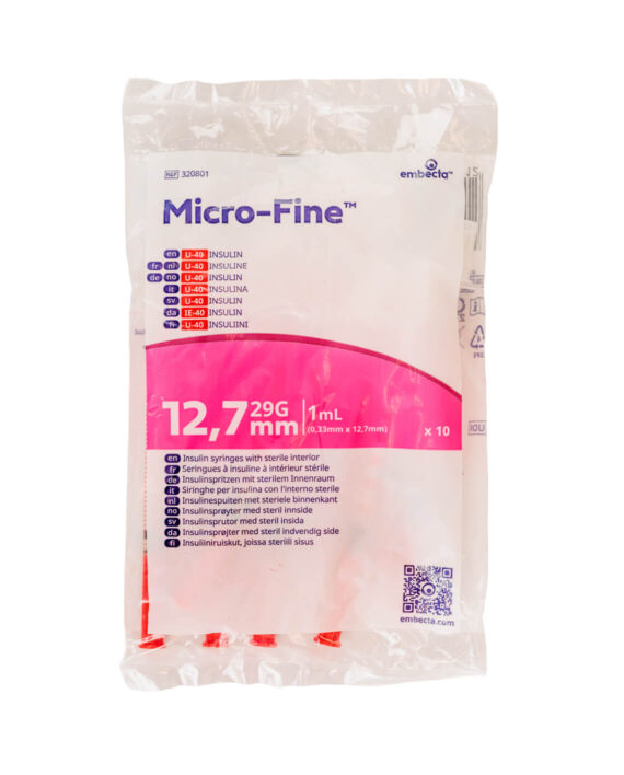 embecta Micro-Fine Insulinespuiten U-40 1ML 12,7MM 29G (10 stuks)