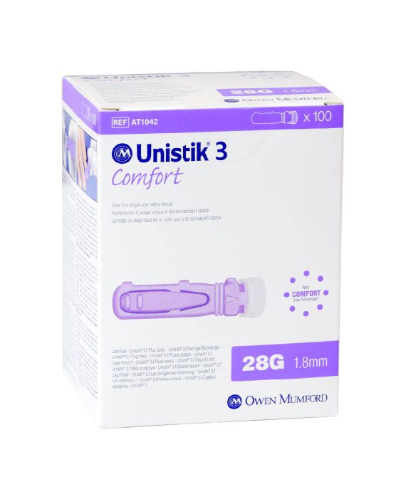 Unistik 3 Comfort 28G Safety Lancets (100 pieces)