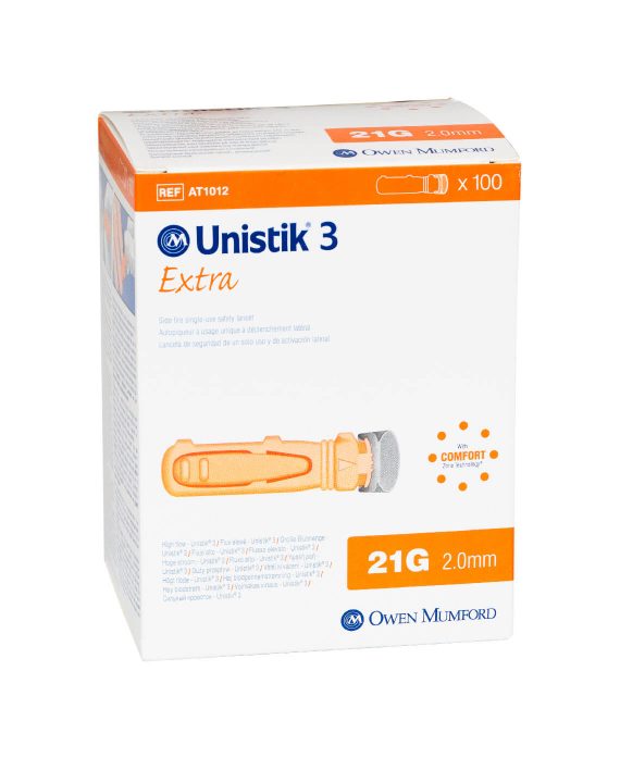 Lancettes de sécurité Unistik 3 Extra 21G (100 pièces)