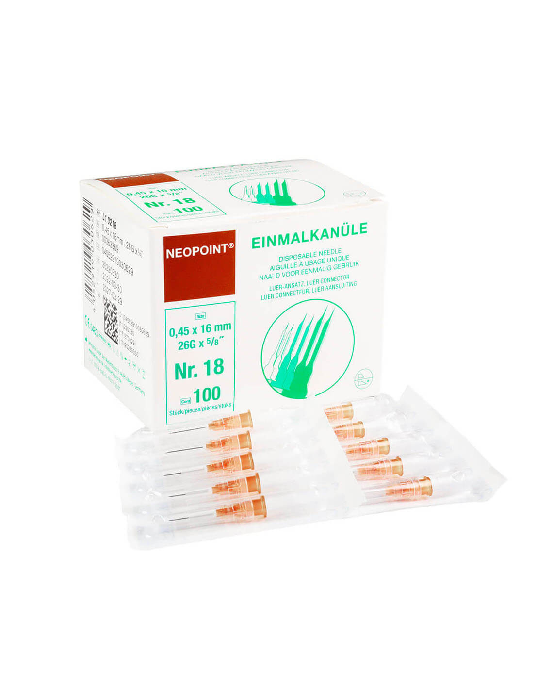 Neopoint Injectienaalden Bruin 26G x 16 mm (100 stuks