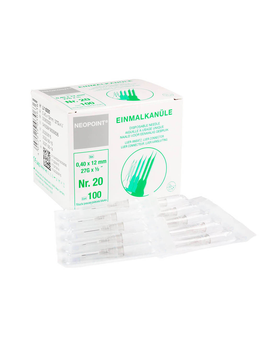 Neopoint Injectienaalden Grijs 27G x 12 mm (100 stuks)