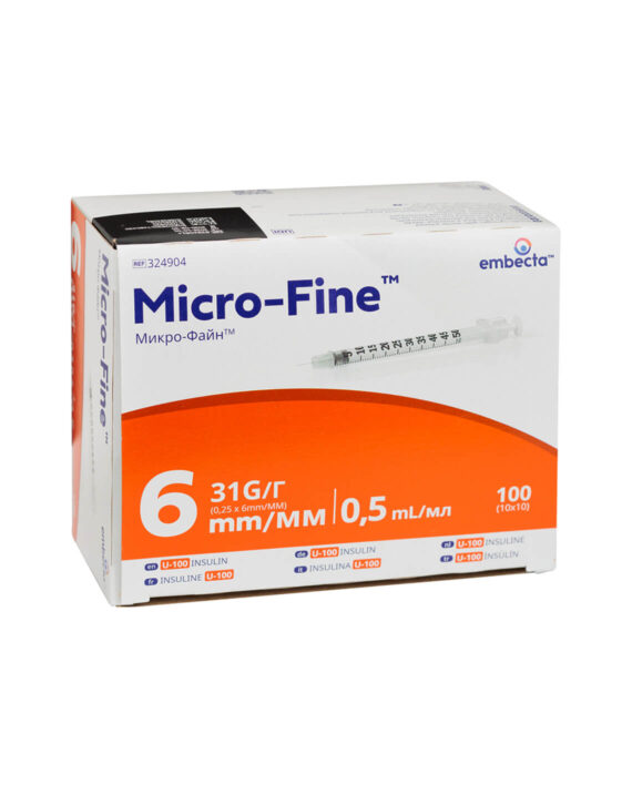 embecta Seringues à insuline Micro-Fine U-100 0,5ML 6MM 31G (100 pièces)